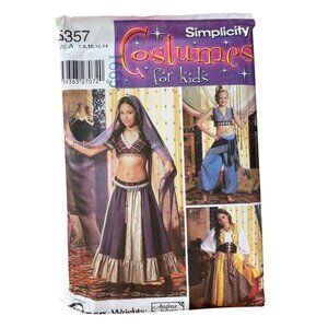 Y2K Simplicity 5357 Sewing Pattern Costumes Girls Sizes 7-14 Belly Dance UNCUT